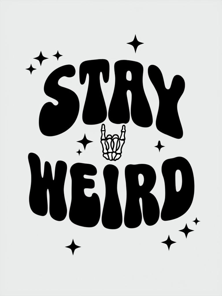 Stay Weird Retro Bubble Font Graphic T-Shirt
