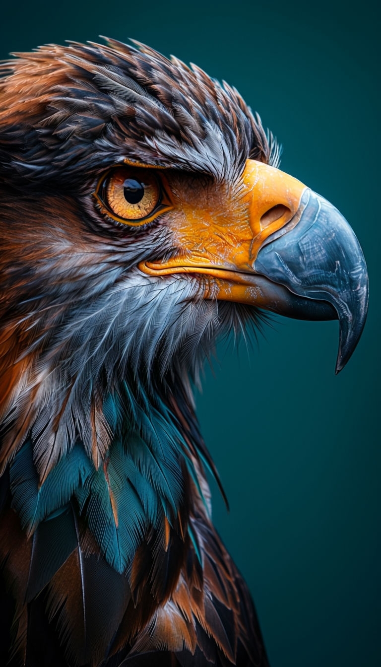 Majestic Eagle Close-Up Portrait with Vibrant Colors Mobile Wallpaper