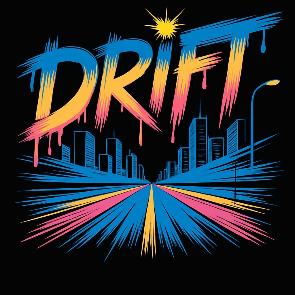 Vibrant DRIFT Dripping Paint Graphic Design T-Shirt