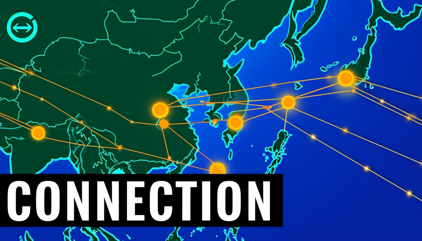 Stylized East Asia Graphic Map with Connections and Flow Social Media Post