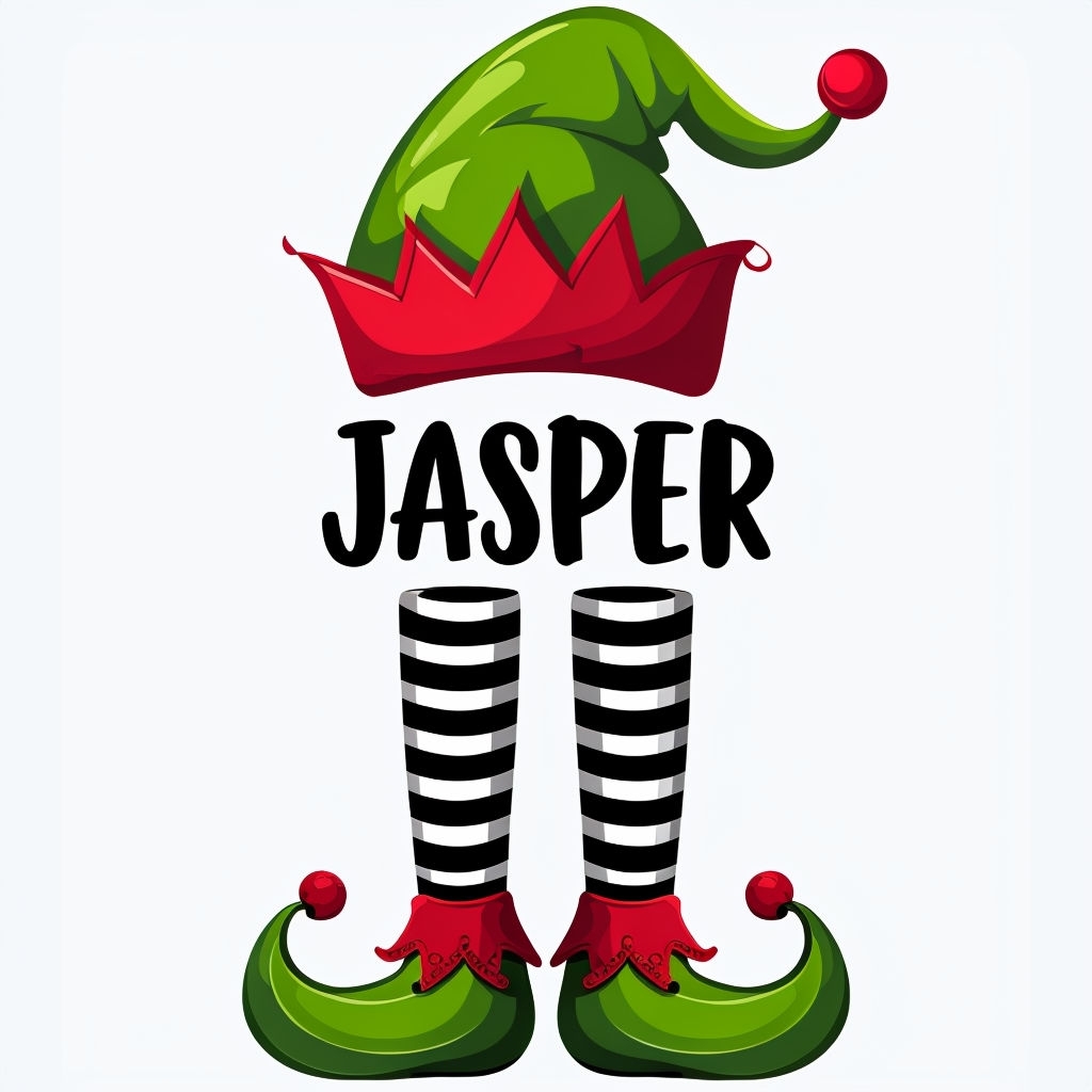 Festive Jasper Elf Costume Illustration for Holiday Mug