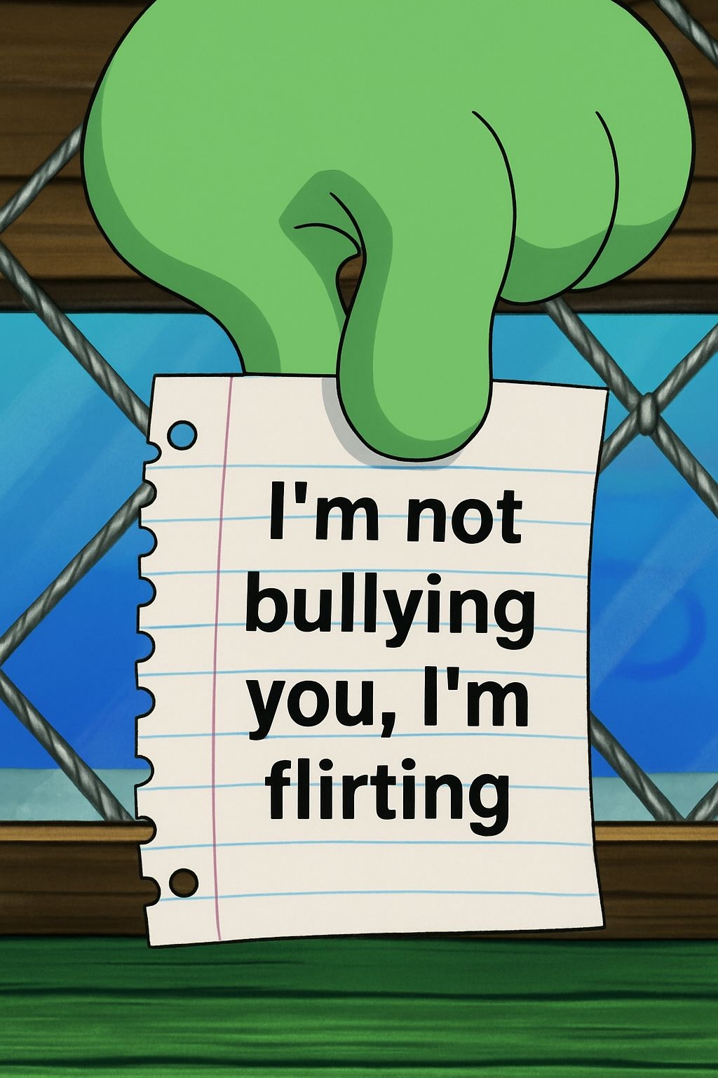 Vibrant Cartoon Hand Holding Flirty Note Meme Illustration