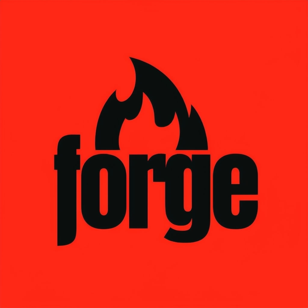 Modern Minimalist Forge Logo with Stylized Flame Design