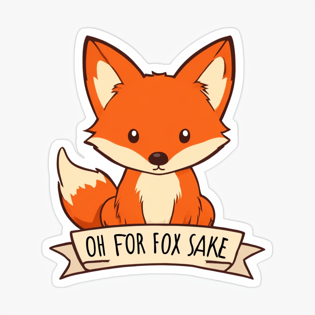 Cute Orange Fox Cartoon Sticker with Sassy Text