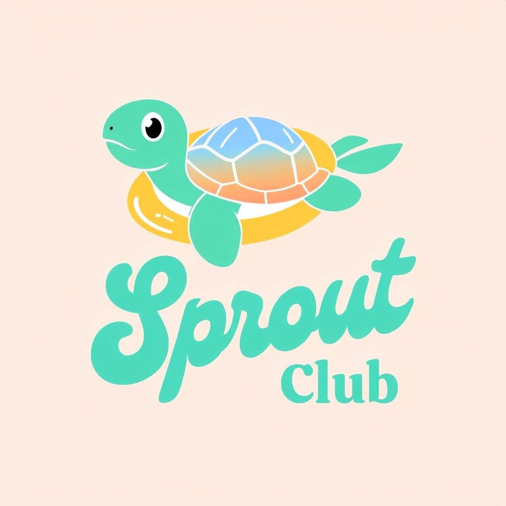 Cheerful Minimalist Turtle Sprout Club Logo Design