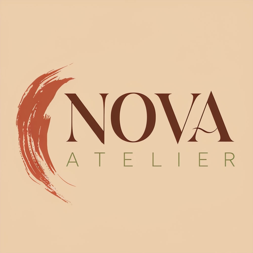 Modern Elegant NOVA ATELIER Logo Design for Creative Brands Logo