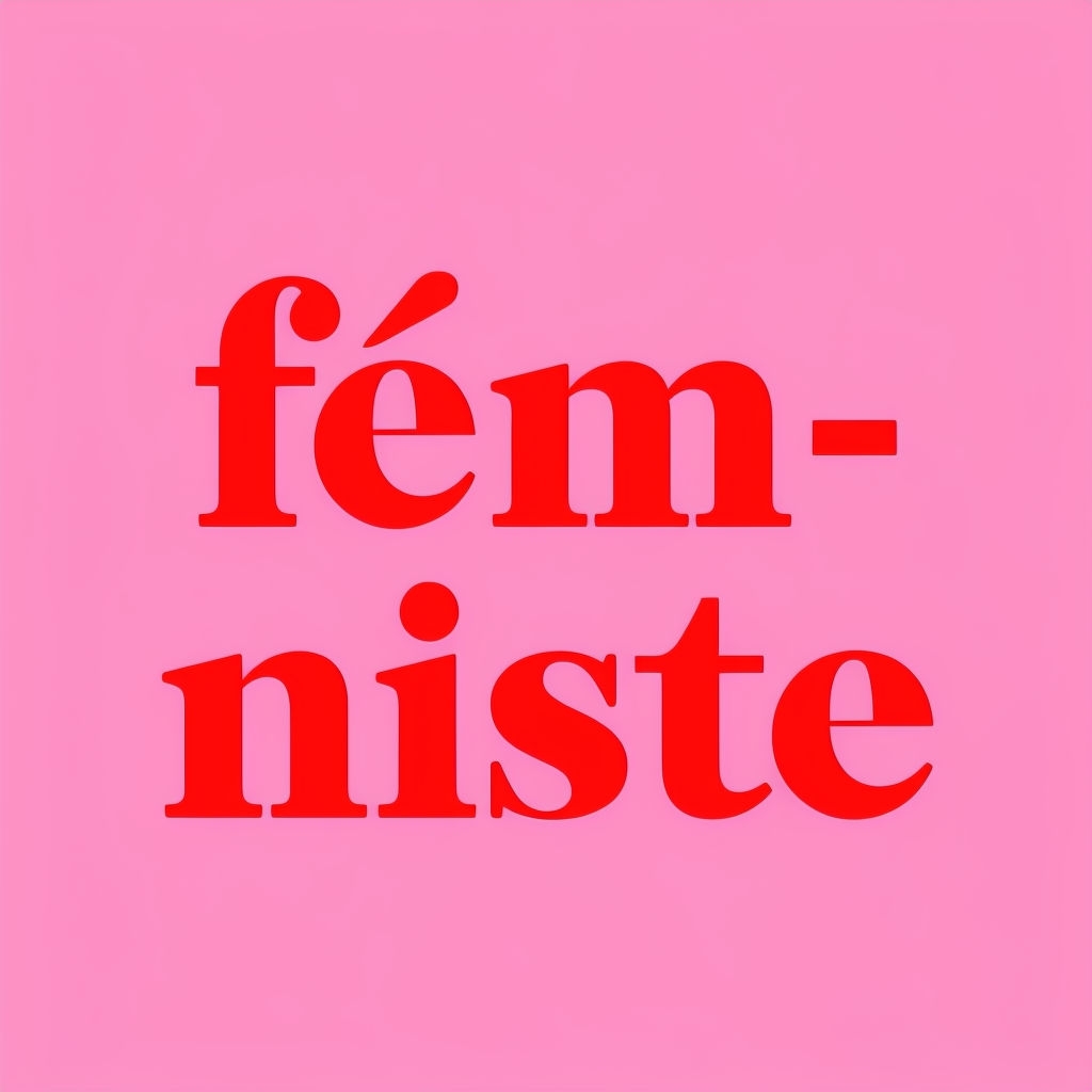 Bold Minimalist Fémiste Design on Light Pink T-Shirt