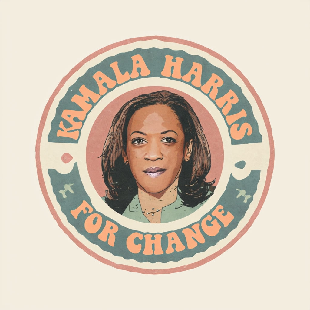 Kamala Harris For Change Retro Badge T-Shirt