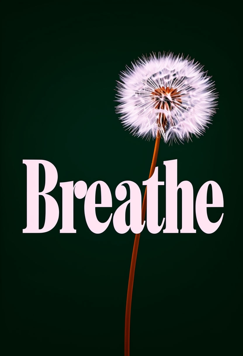 Serene Minimalist Breathe Art with Dandelion Seed Poster