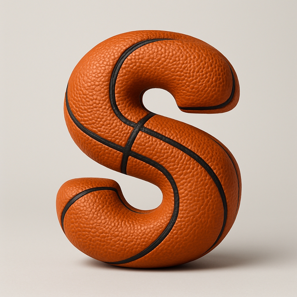 Textured Basketball Letter S Design for Sports Enthusiasts Monogram