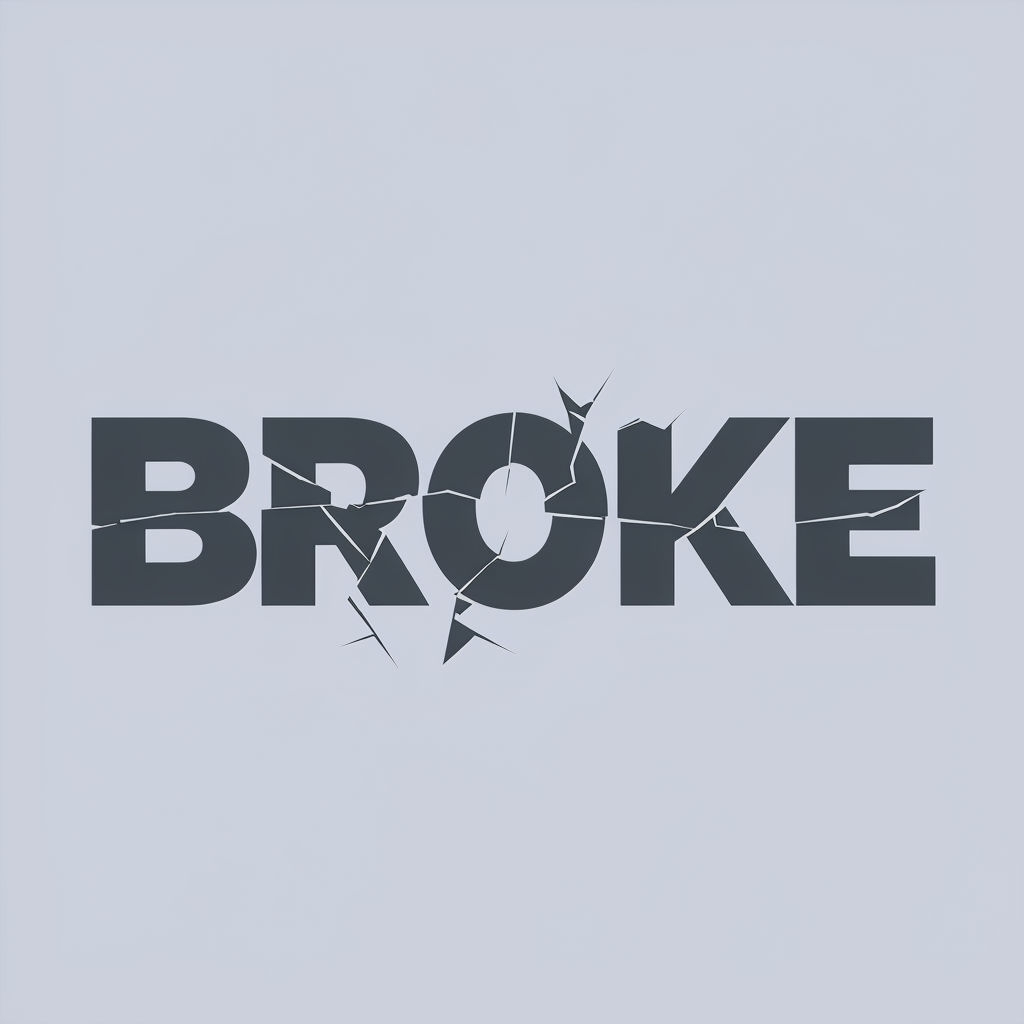 Cracked Minimalist BROKE Typography Design Logo