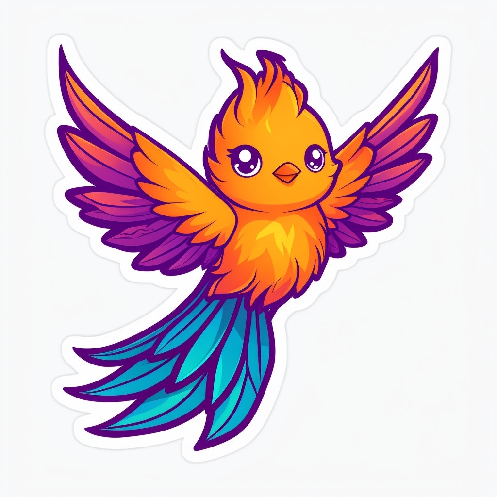 Vibrant Cartoon Bird Illustration with Cheerful Colors Sticker