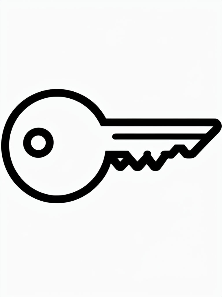 Minimalist Black Outline Key Illustration Coloring Book Pages