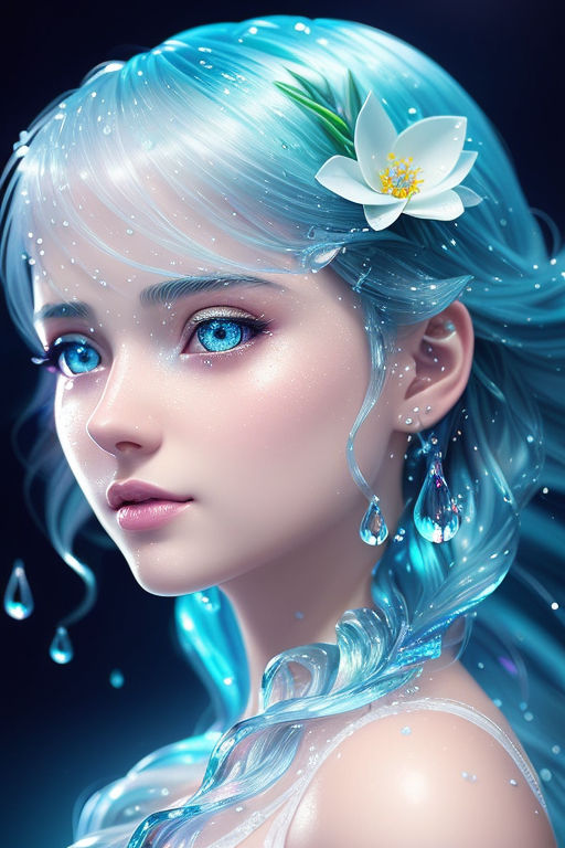 Girl's hair like ice and water by AI-artist SOP - Playground