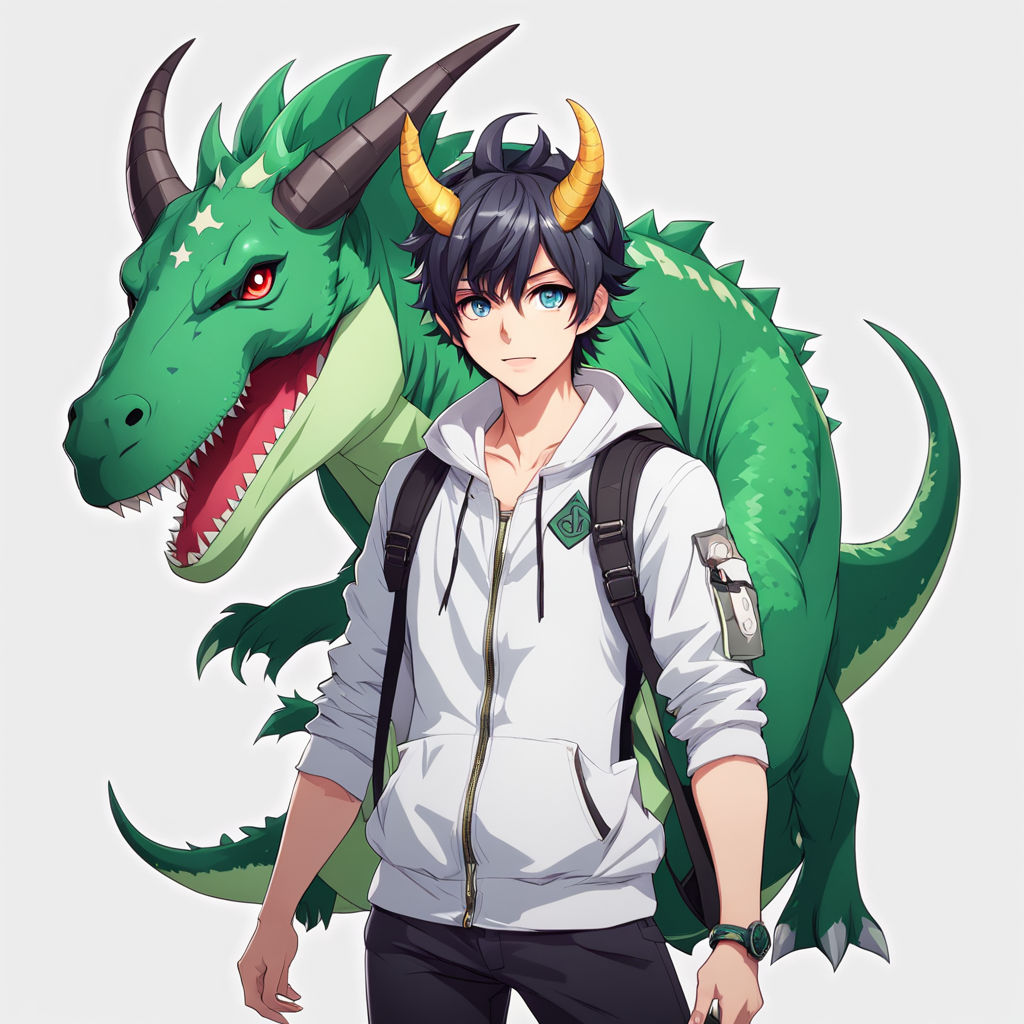 Full body male vtuber with dinosaur themed horns by Val - Playground