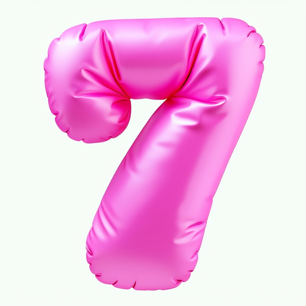Vibrant Hot Pink Plush Number 7 Monogram