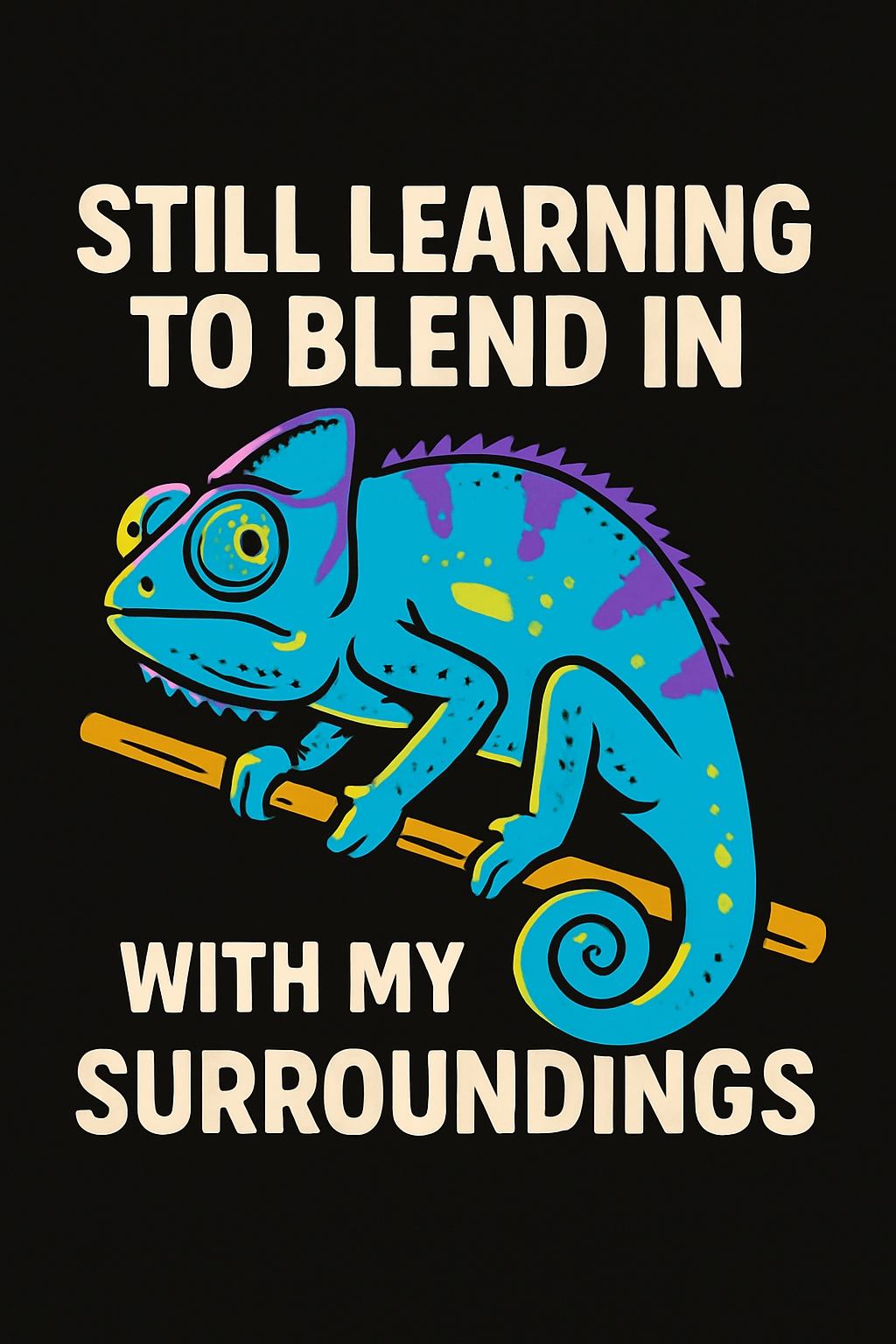 Vibrant Cartoon Chameleon with Learning Quote T-Shirt