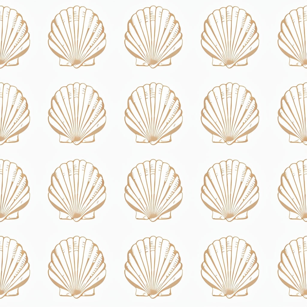 Beige Seashell Pattern with Intricate Line Details Seamless Pattern