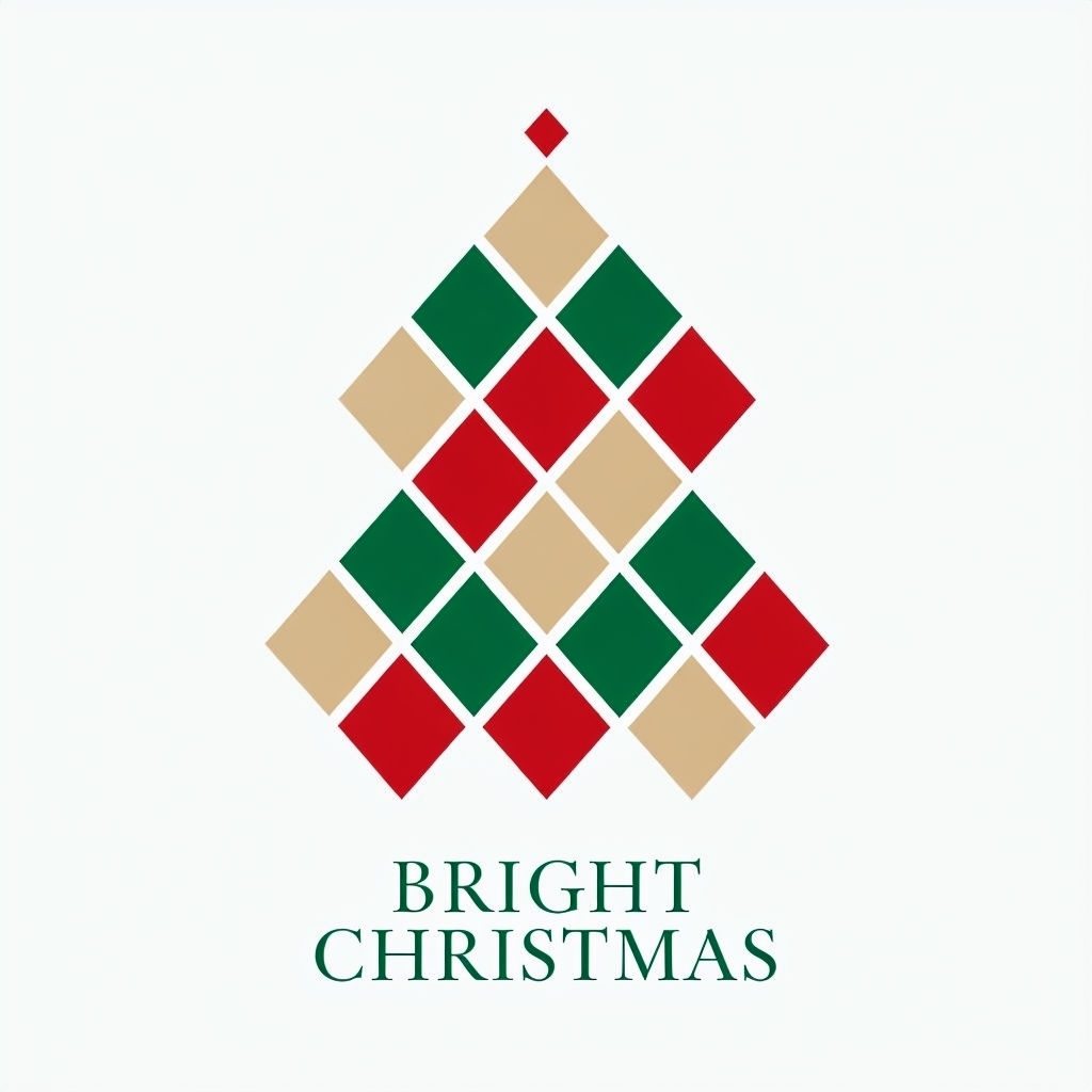 Festive Minimalist Christmas Tree Design with Bright Message Logo