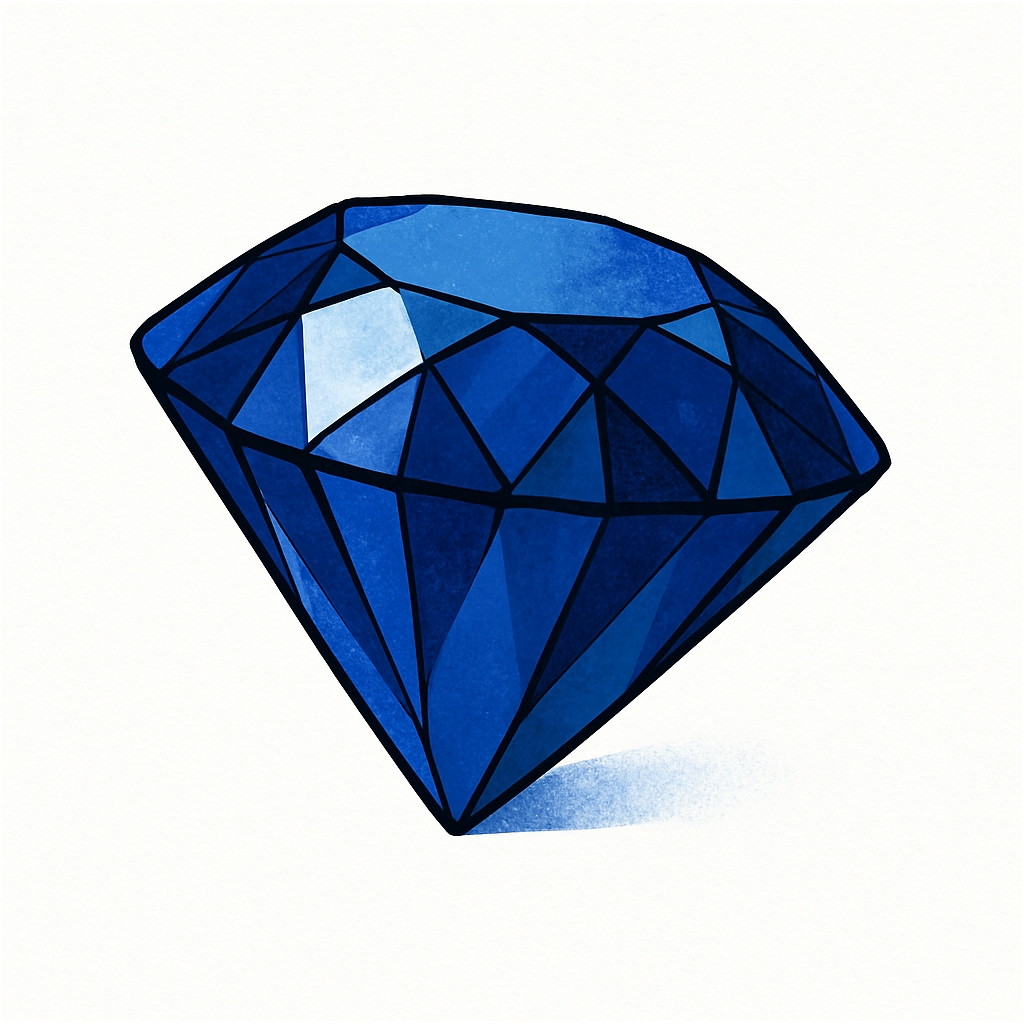 Elegant Blue Diamond Watercolor Illustration T-Shirt