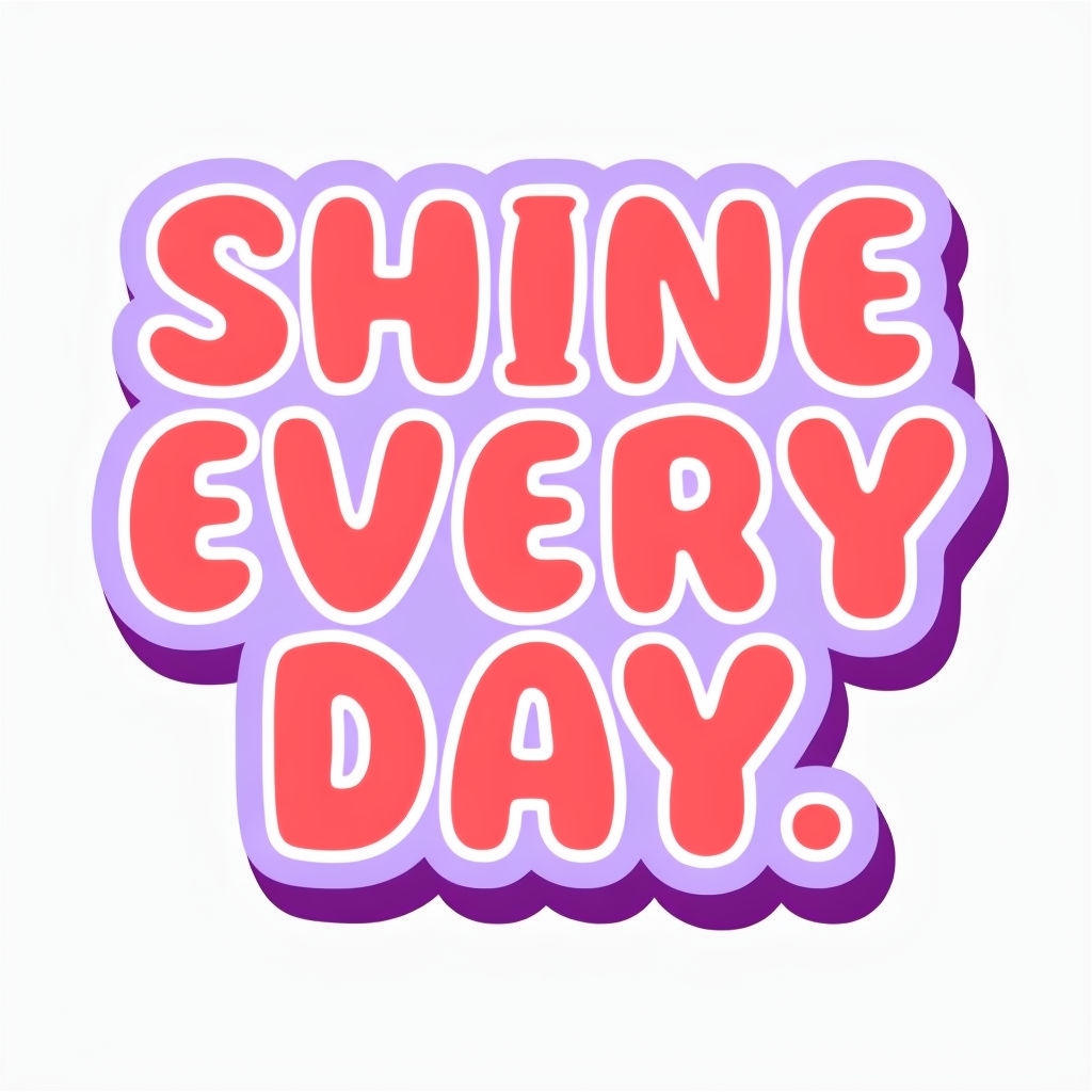 Bright Kawaii Inspired Shine Every Day Typography Sticker