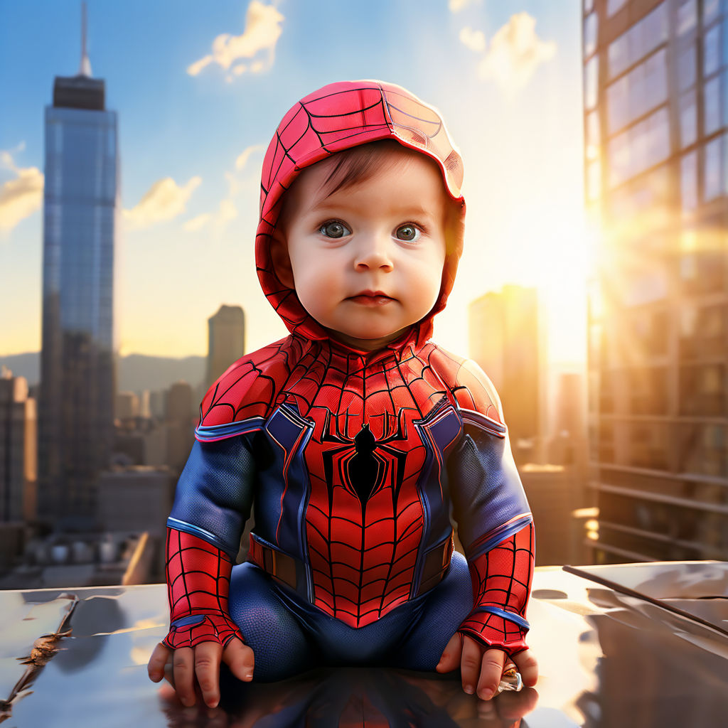 cute baby in spiderman costume