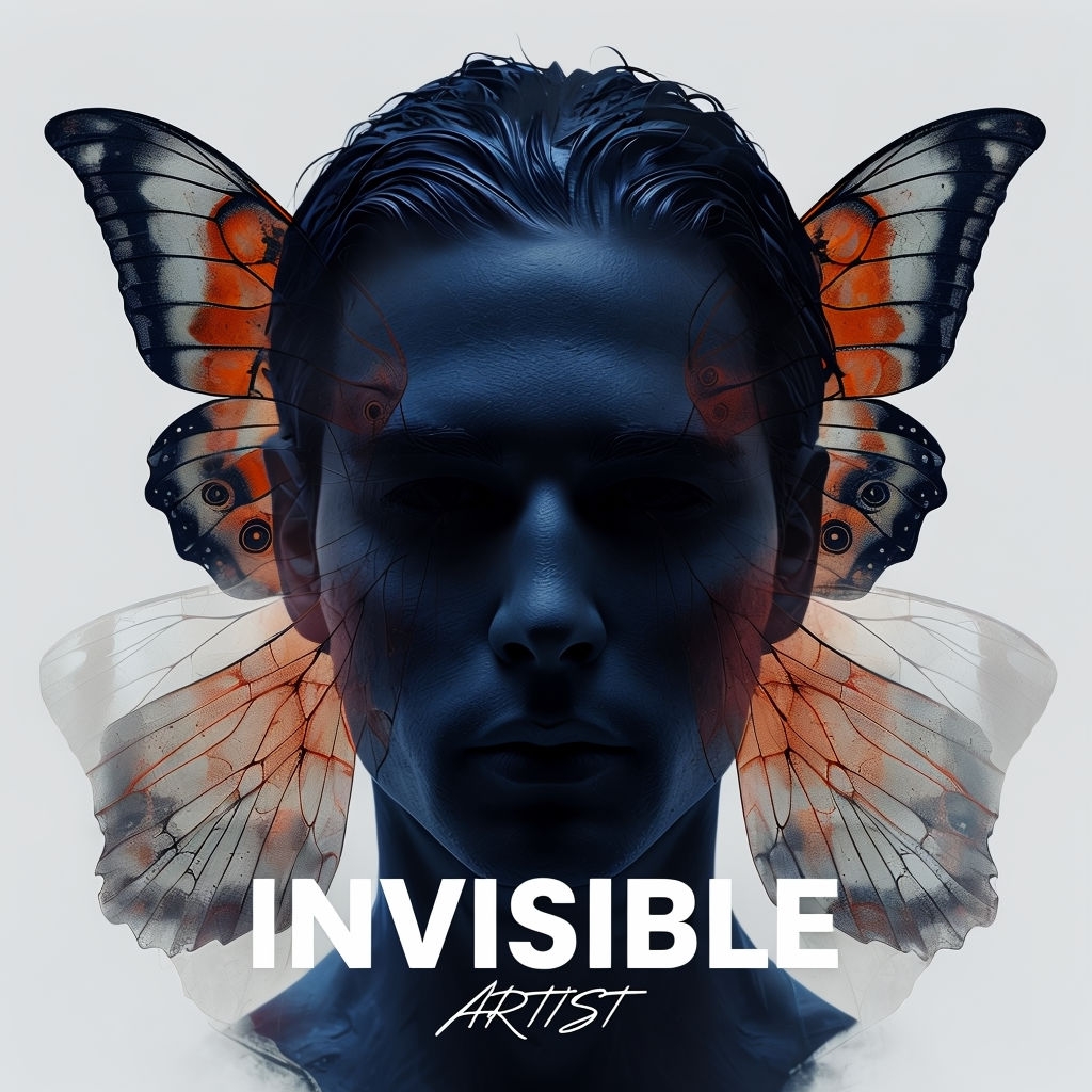 Surreal Abstract Face with Butterfly Wings Digital Artwork Spotify Album Cover