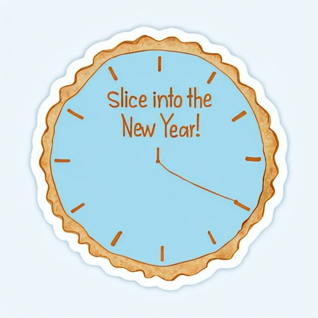 Minimalist Apple Pie New Year Countdown Sticker Design