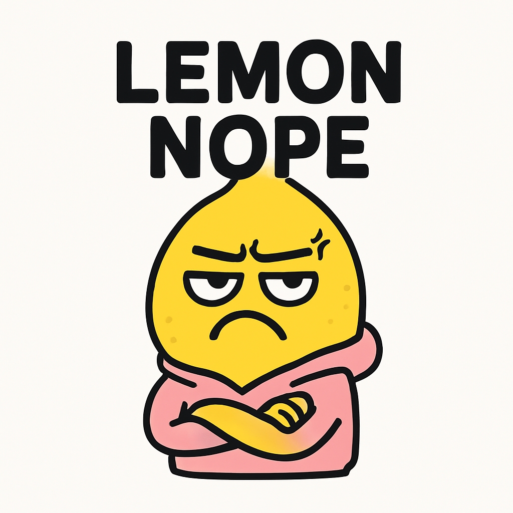 Grumpy Lemon Character with Hoodie and 'LEMON NOPE' Text Mug