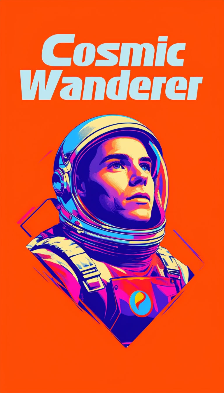 Vibrant Retro-Futuristic Astronaut Cosmic Wanderer Poster