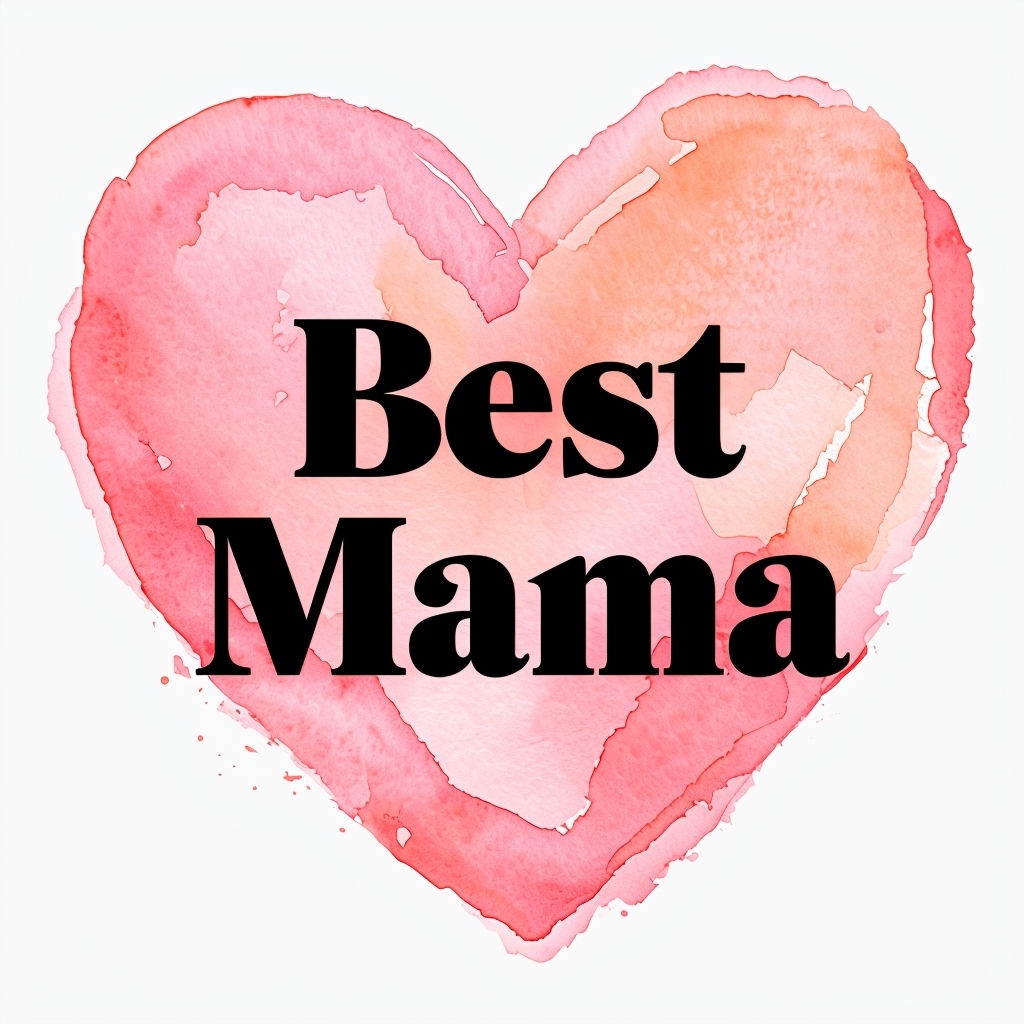 Best Mama Heart Watercolor Illustration T-Shirt