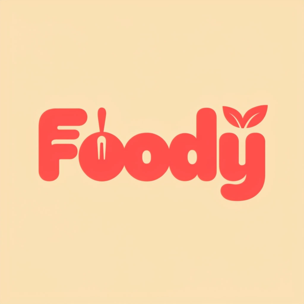 Playful Foody Logo Design with Fork and Leaf T-Shirt