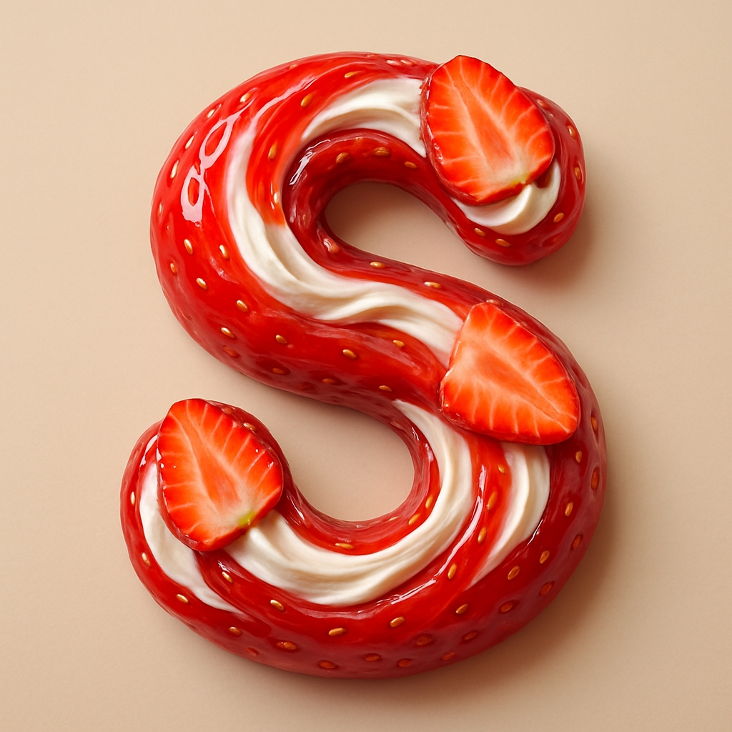 Strawberry Cream Letter S Monogram Design Artwork