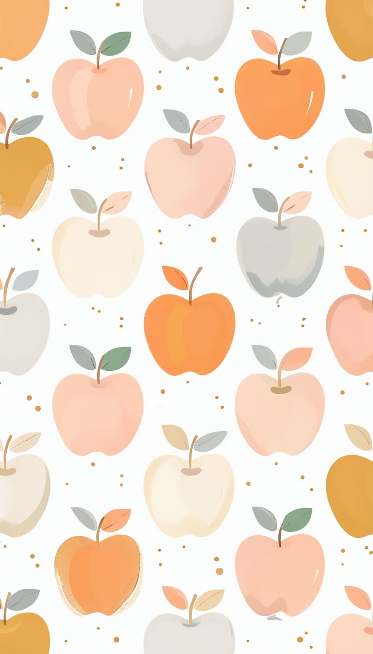 Pastel Apple Pattern Illustration for Cheerful Mobile Wallpaper