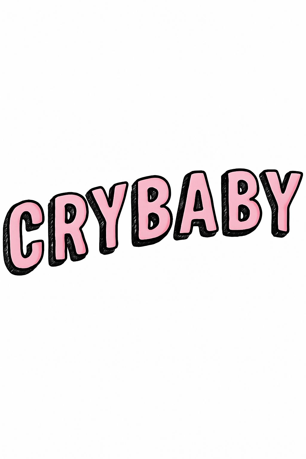Playful Pink "CRYBABY" Cartoon Typography T-Shirt