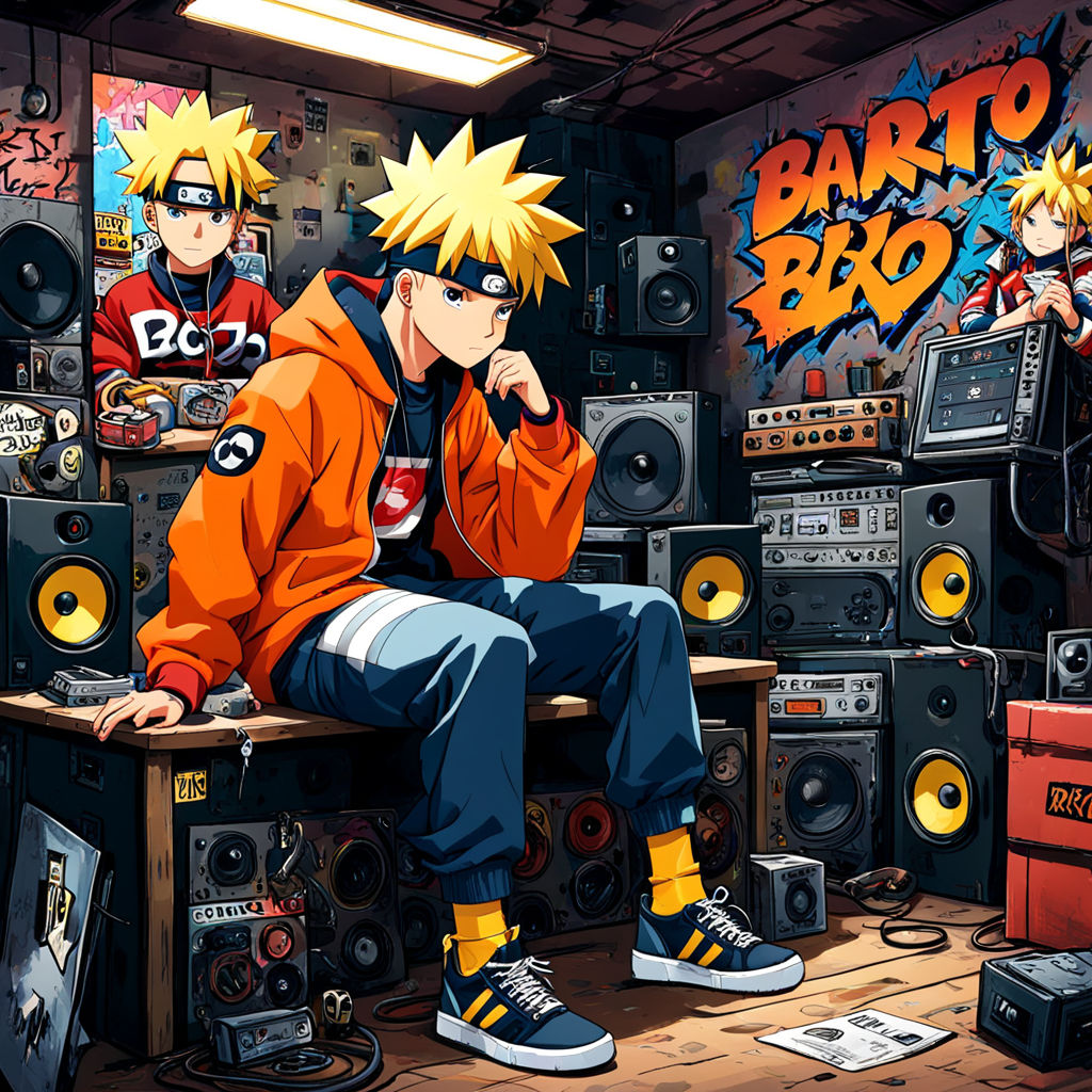 Create an image prompt featuring anime character Bart naruto... by ...