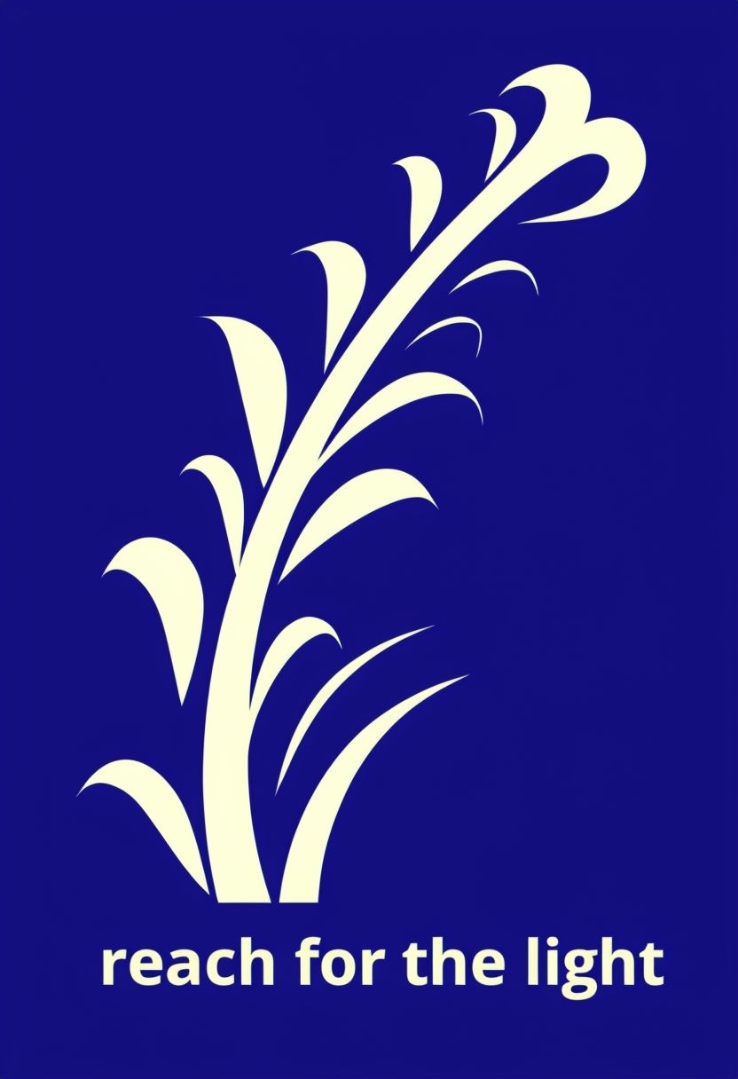 Stylized Plant "Reach for the Light" Graphic Design Poster