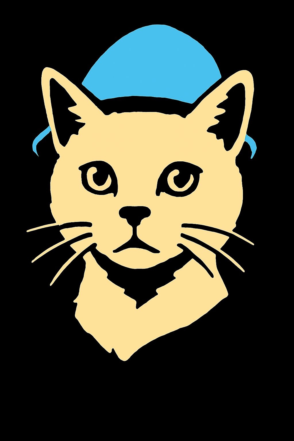Stylized Cat Face with Blue Hat Minimalist T-Shirt