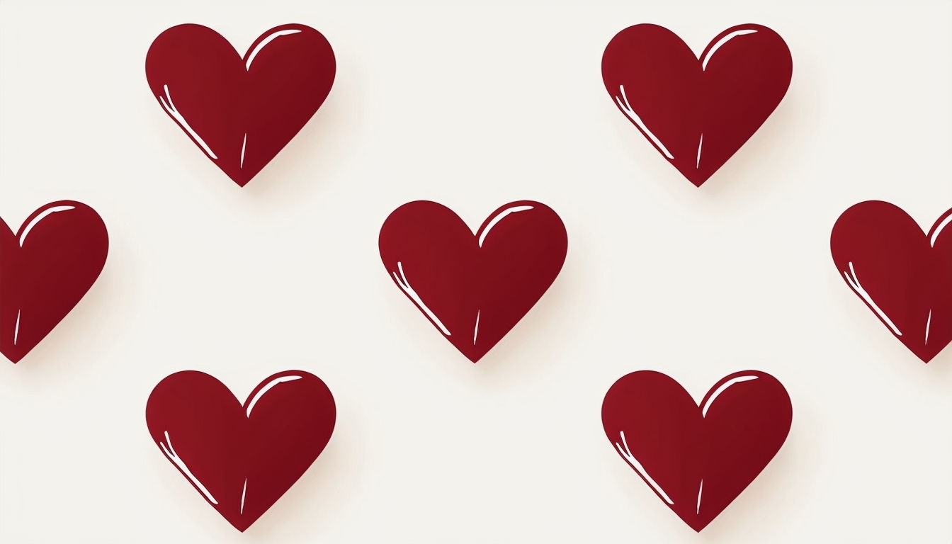 Minimalist Deep Red Heart Pattern Illustration for Virtual Backgrounds