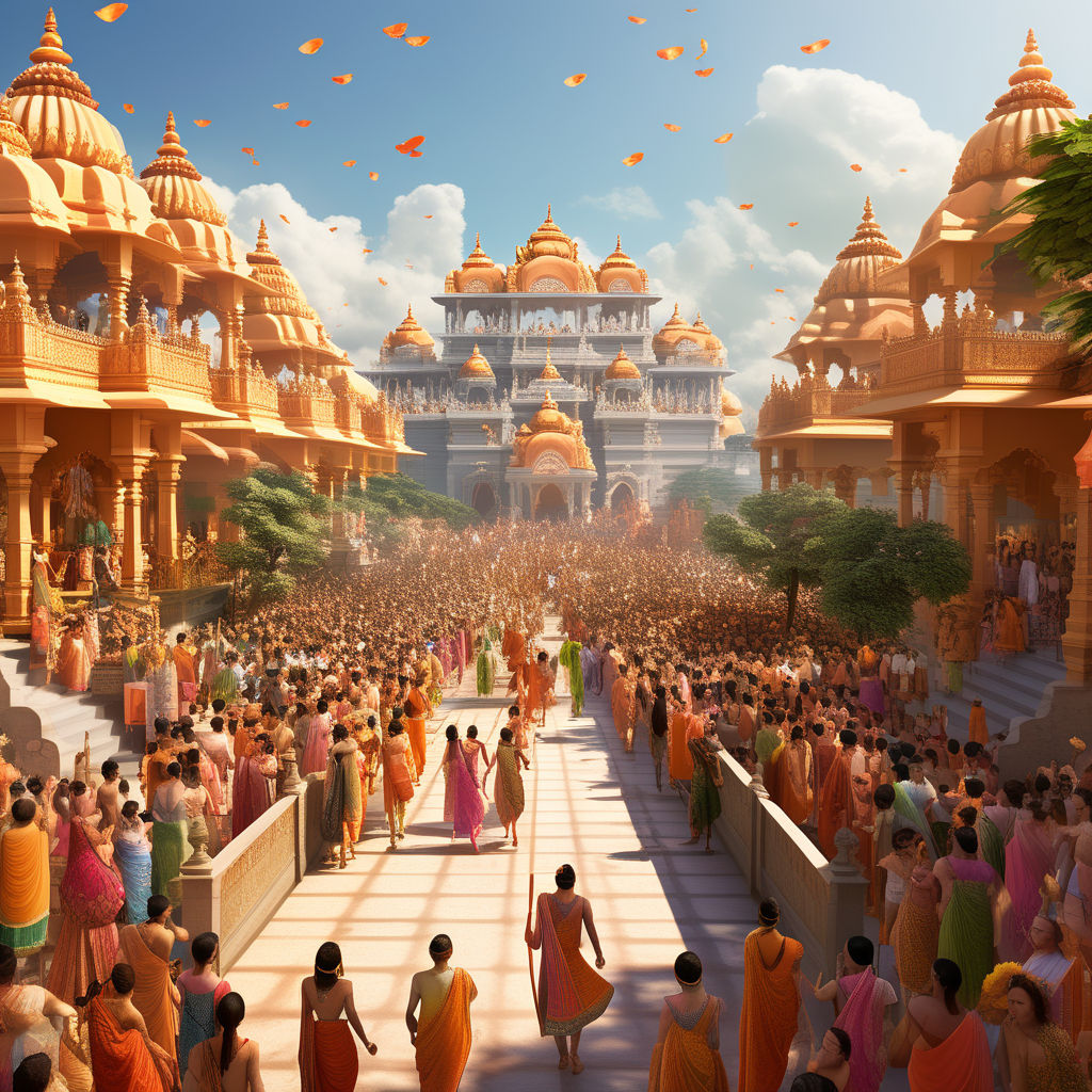 Ram Sita and laxman are entering the newly constructed ayodh... by Ajay ...