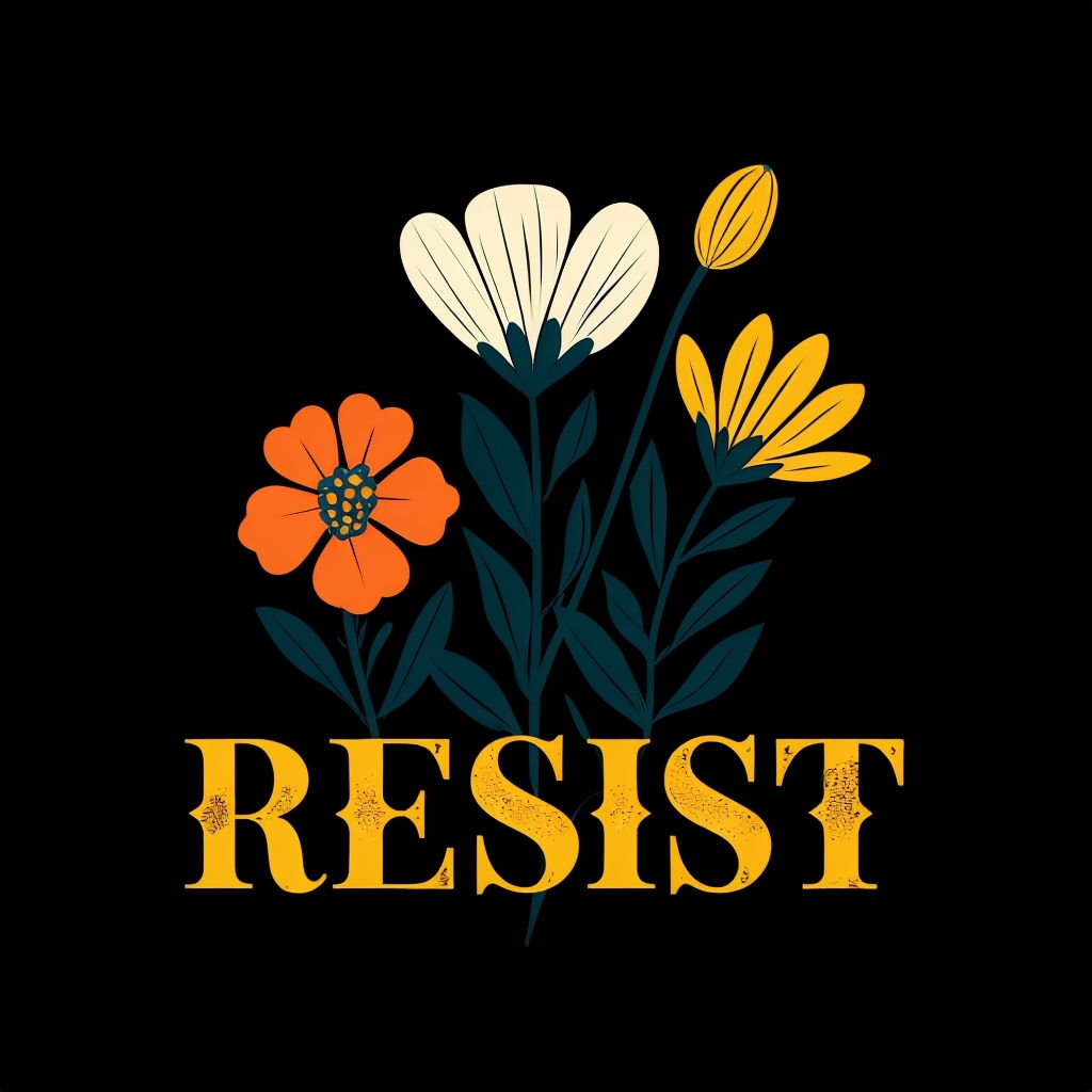 Bold Floral RESIST Design with Colorful Flowers T-shirt