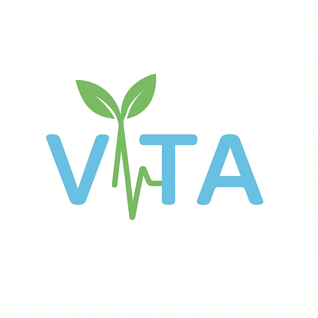 Modern Minimalist V and T Logo with Heartbeat Line and Leaves Logo
