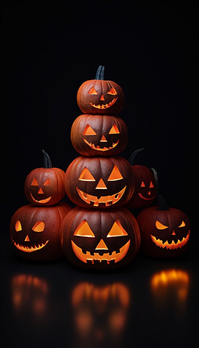 Festive Halloween Jack-O'-Lanterns Pyramid Glow Mobile Wallpaper