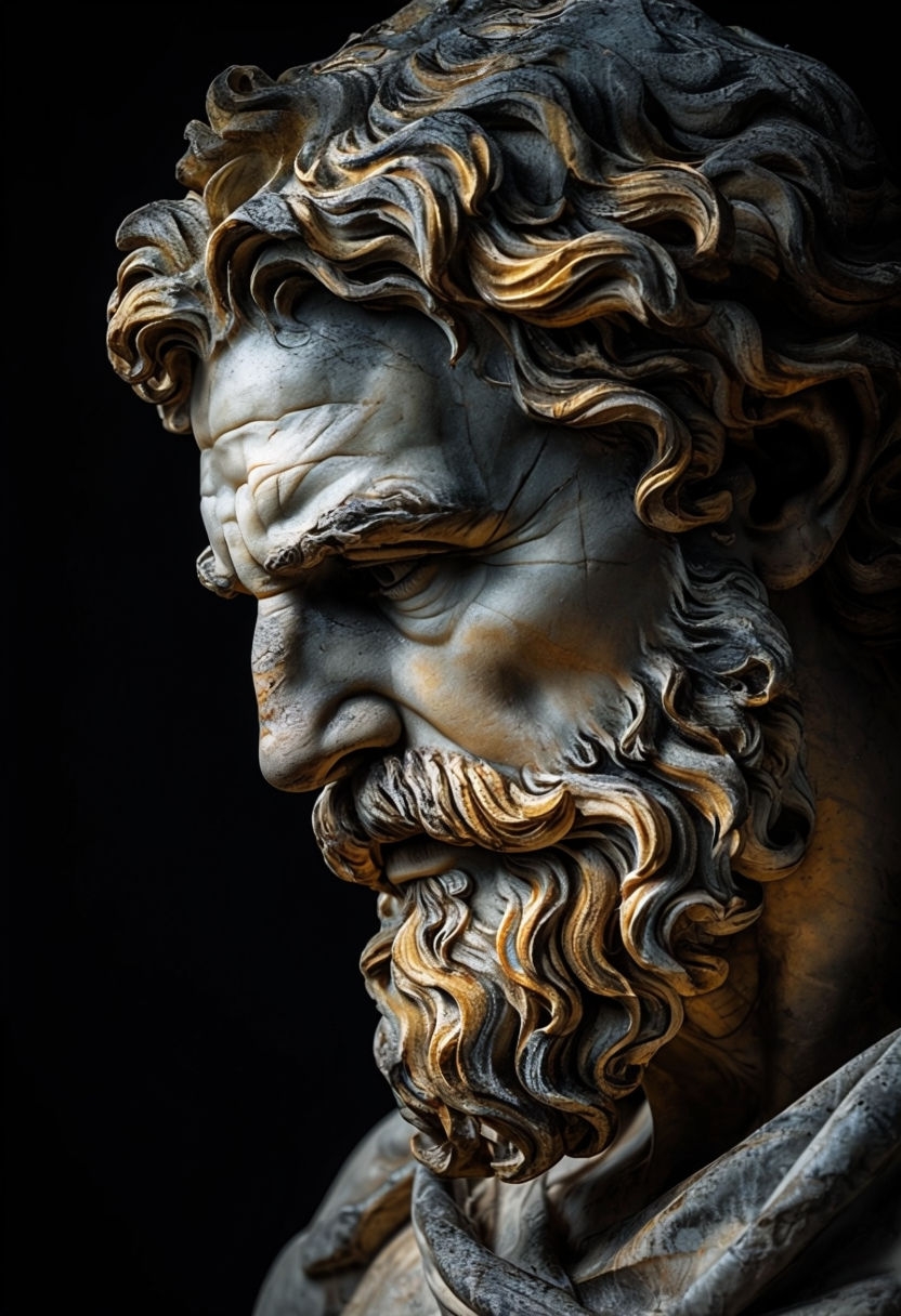 Intricate Classical Sculpture of a Bearded Man Art