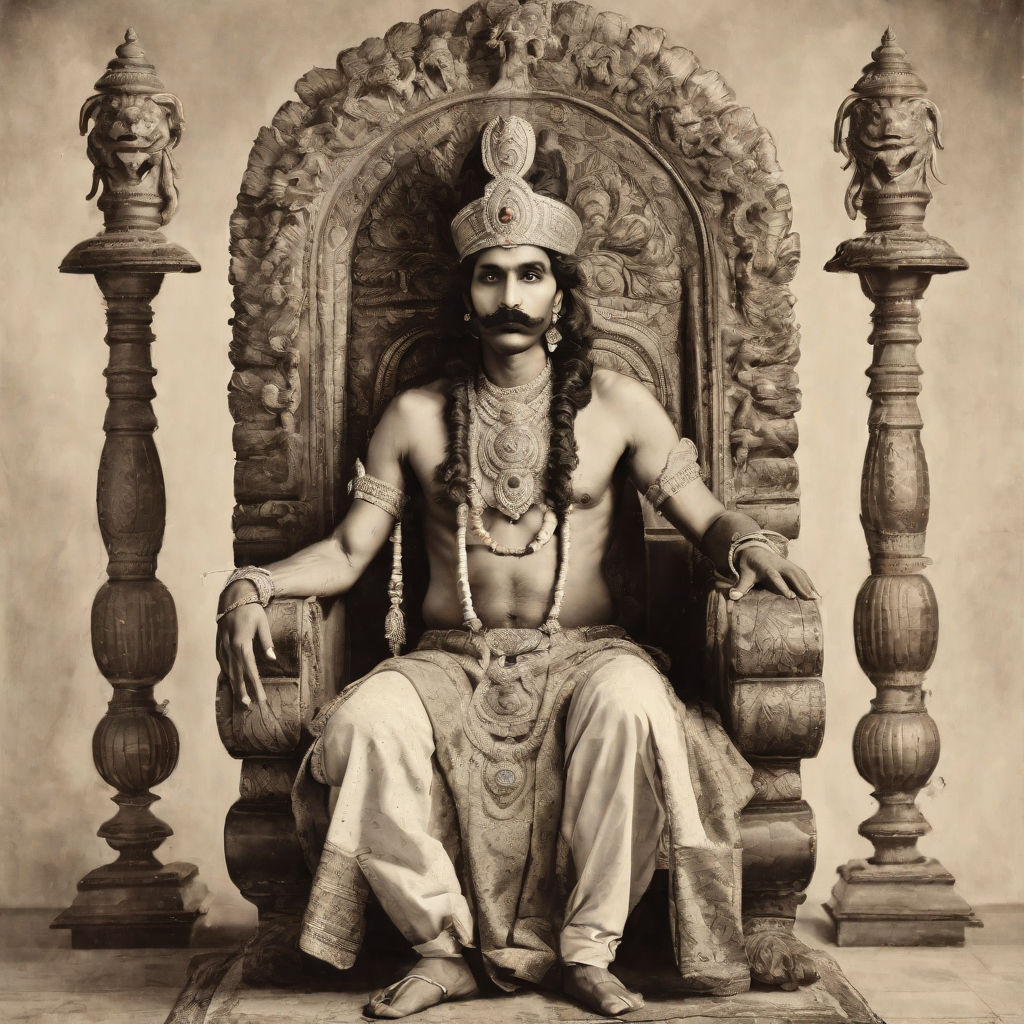 A ancient Indian king with snakes sitting on a chair by Raunak ...