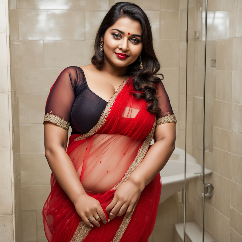 realistic image of sexy and chubby indian lady having age of 30