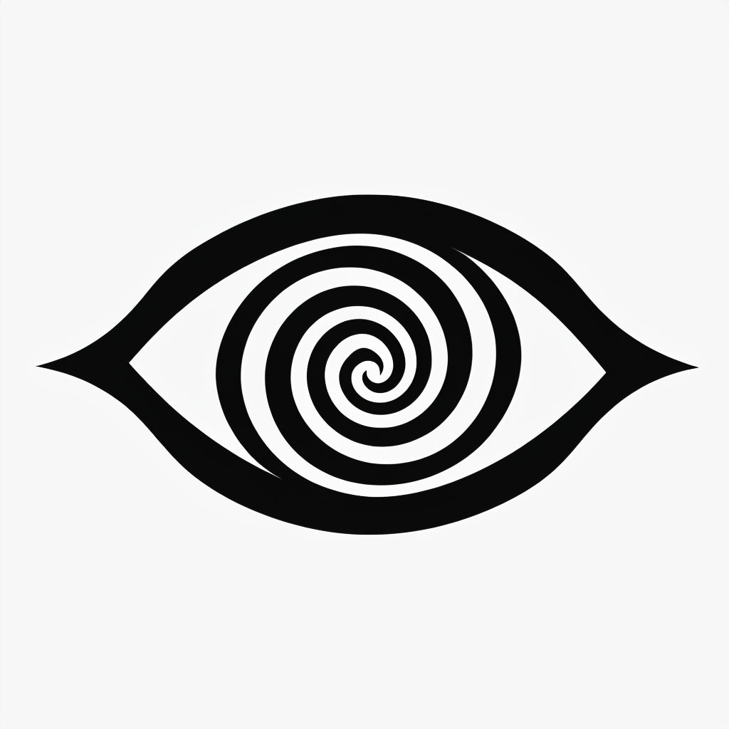 Minimalist Black Eye Symbol with Spiral Design Logo