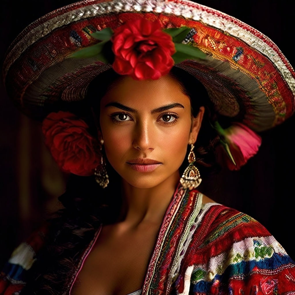 close up photography of a model with a sexy traditional mexican swimsuit in  white