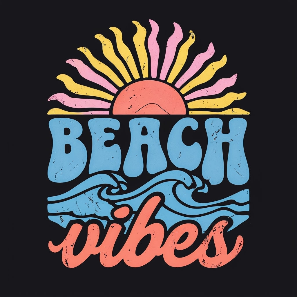 Vintage Beach Vibes Retro Graphic Design T-Shirt
