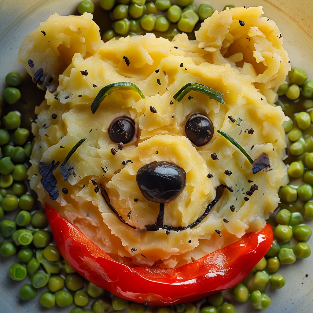 Whimsical Bear Face Potato Art Photography for Food Poster